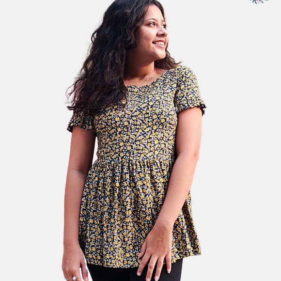 STYLIEX Tops - Bombay Cotton Floral Pleated Top